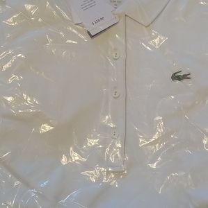 All white short sleeve Lacoste polo shirt